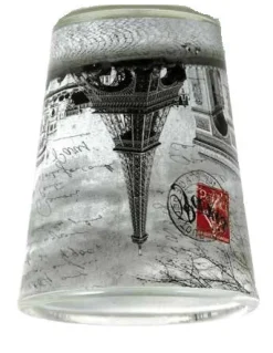 Vaso de shot 4 monumentos de París negro y blanco
